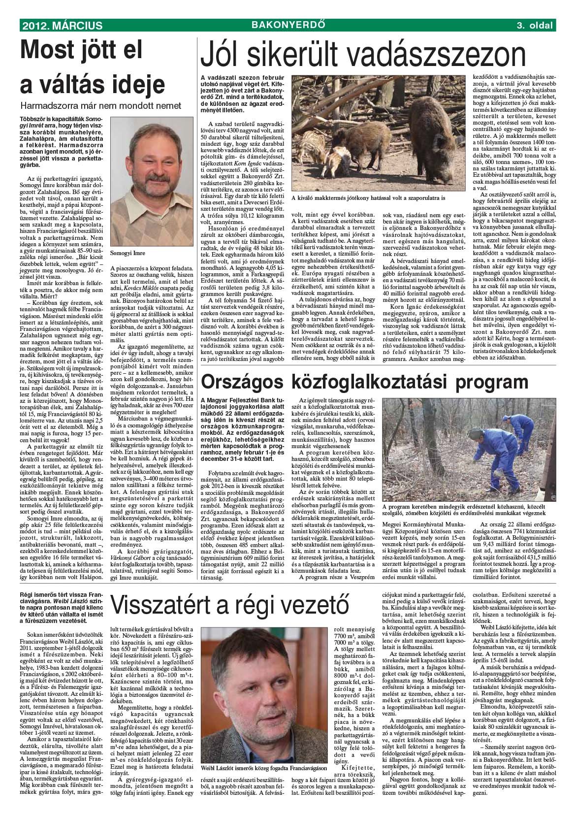 Vállalati újság 2012. március - XXXVIII. évfolyam, 1. szám 3. oldal