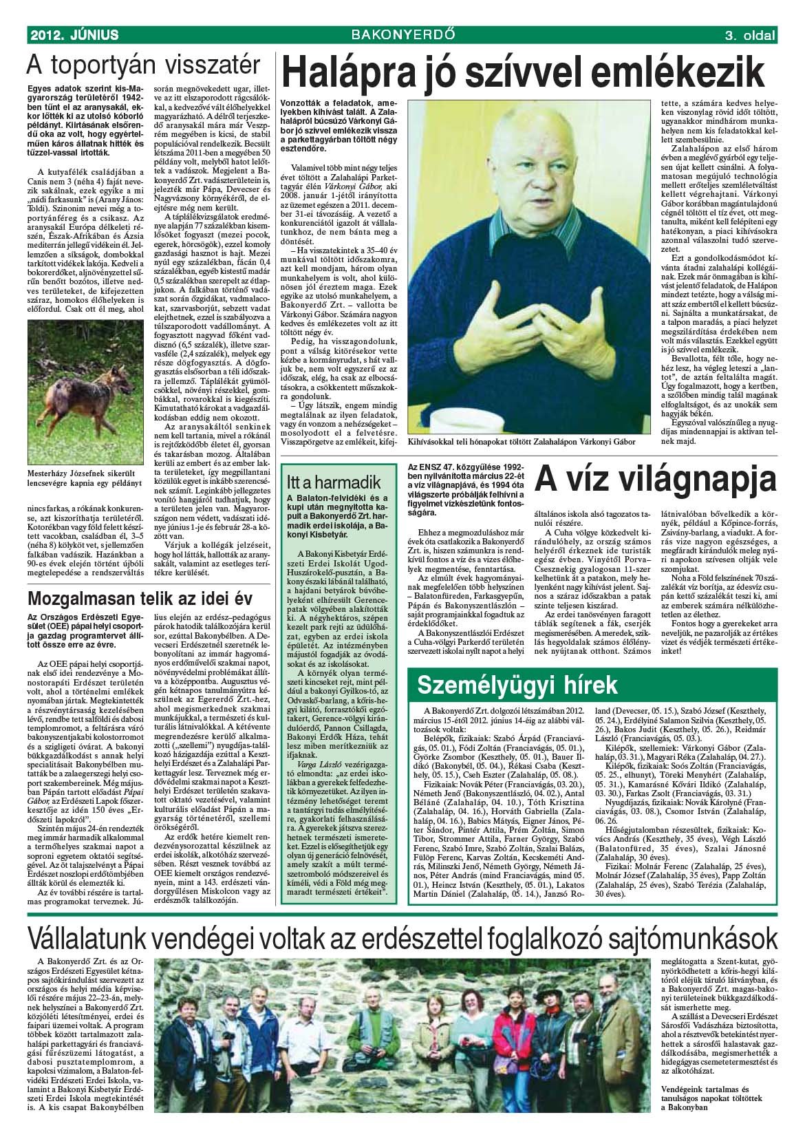 Vállalati újság 2012. június - XXXVIII. évfolyam, 2. szám 3. oldal