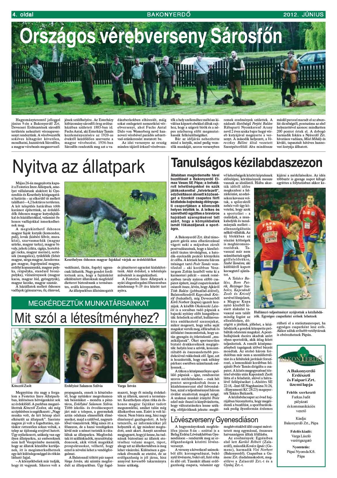 Vállalati újság 2012. június - XXXVIII. évfolyam, 2. szám 4. oldal