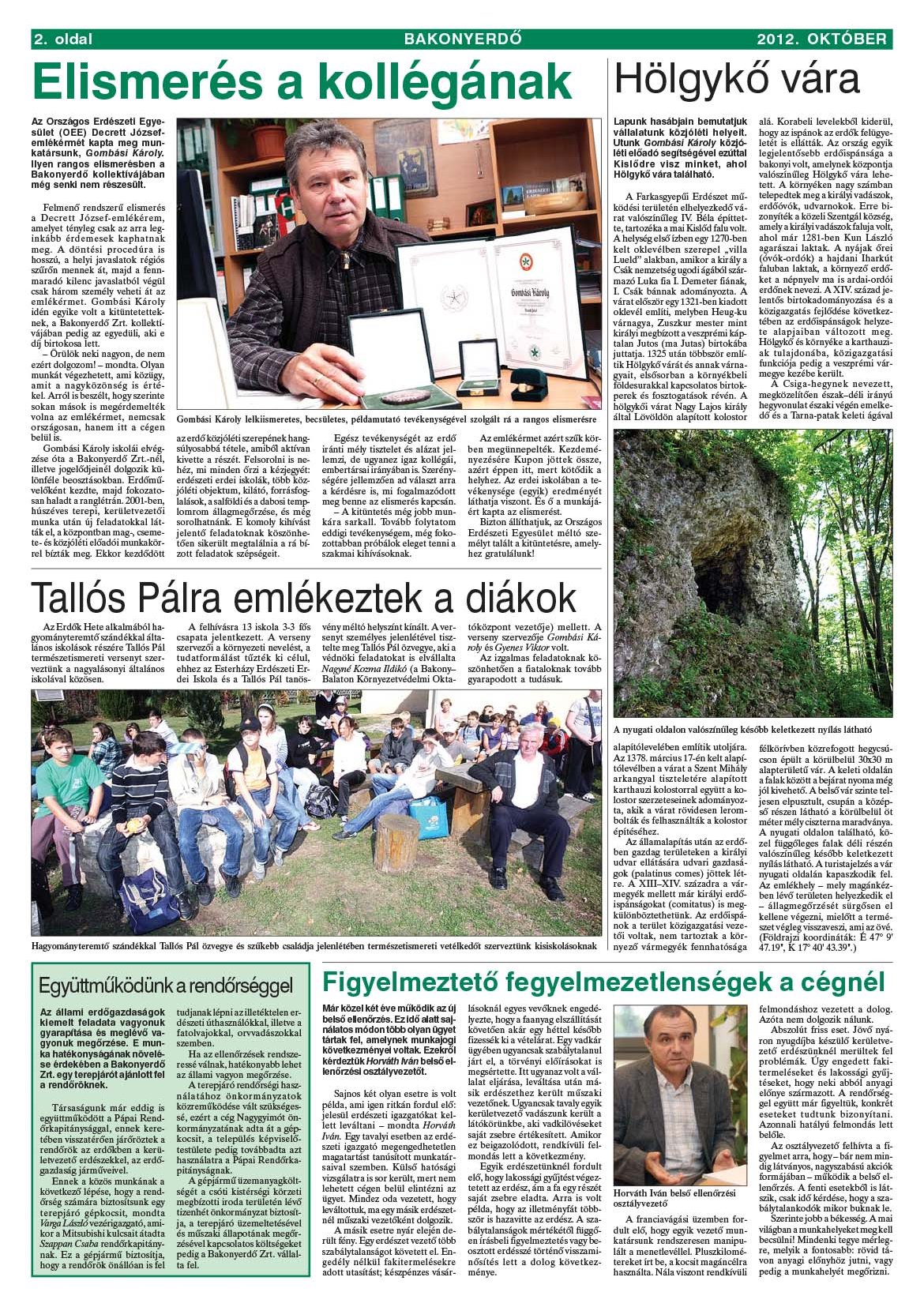 Vállalati újság 2012. október - XXXVIII. évfolyam, 3. szám 2. oldal