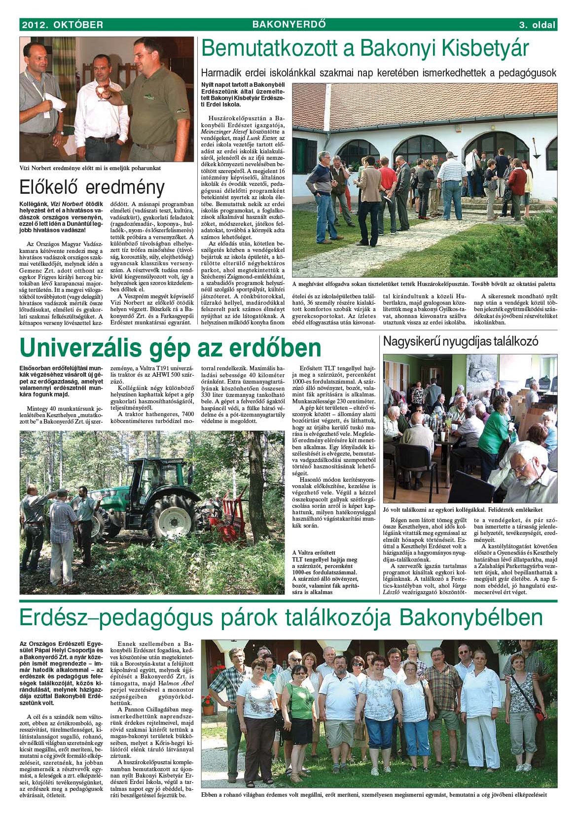 Vállalati újság 2012. október - XXXVIII. évfolyam, 3. szám 3. oldal