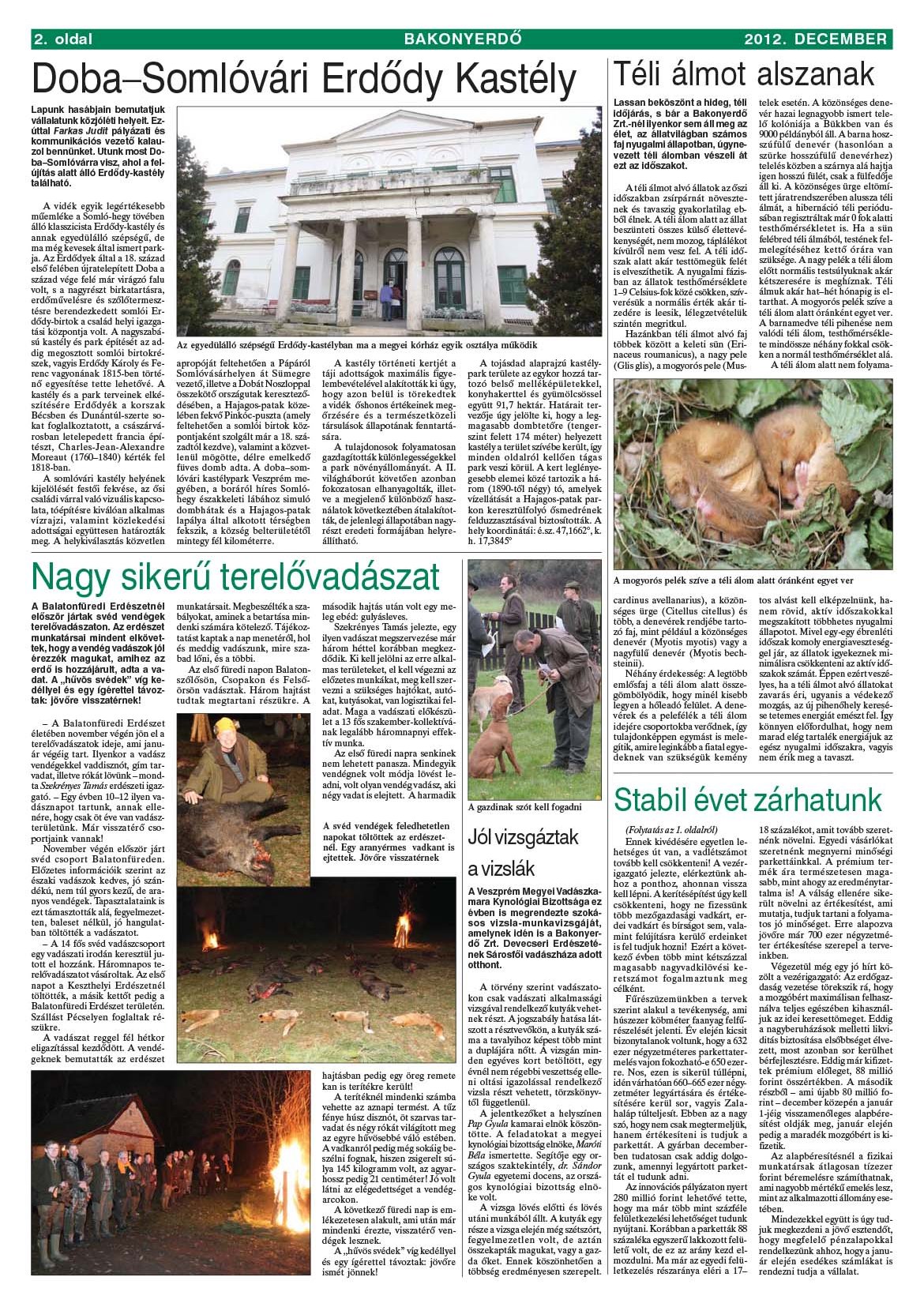 Vállalati újság 2012. december - XXXVIII. évfolyam, 4. szám 2. oldal