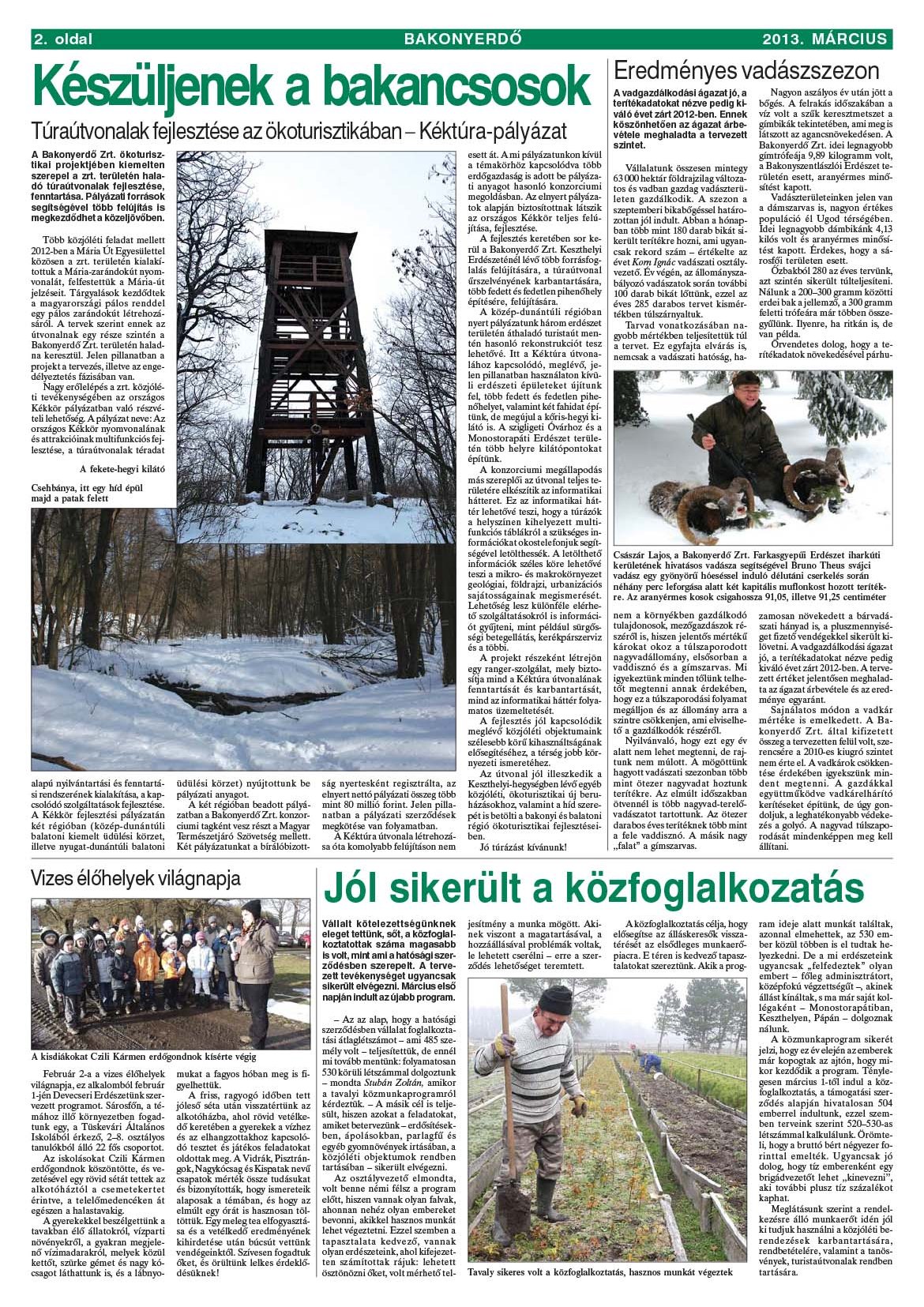Vállalati újság 2013. március - XXXIX. évfolyam, 1. szám 2. oldal