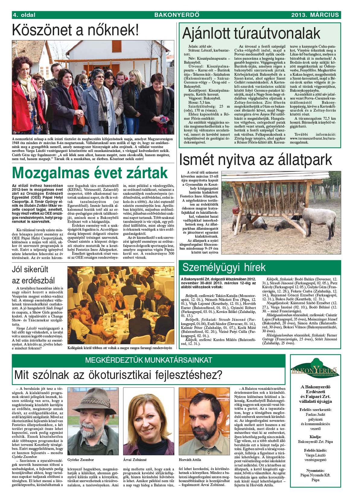 Vállalati újság 2013. március - XXXIX. évfolyam, 1. szám 4. oldal