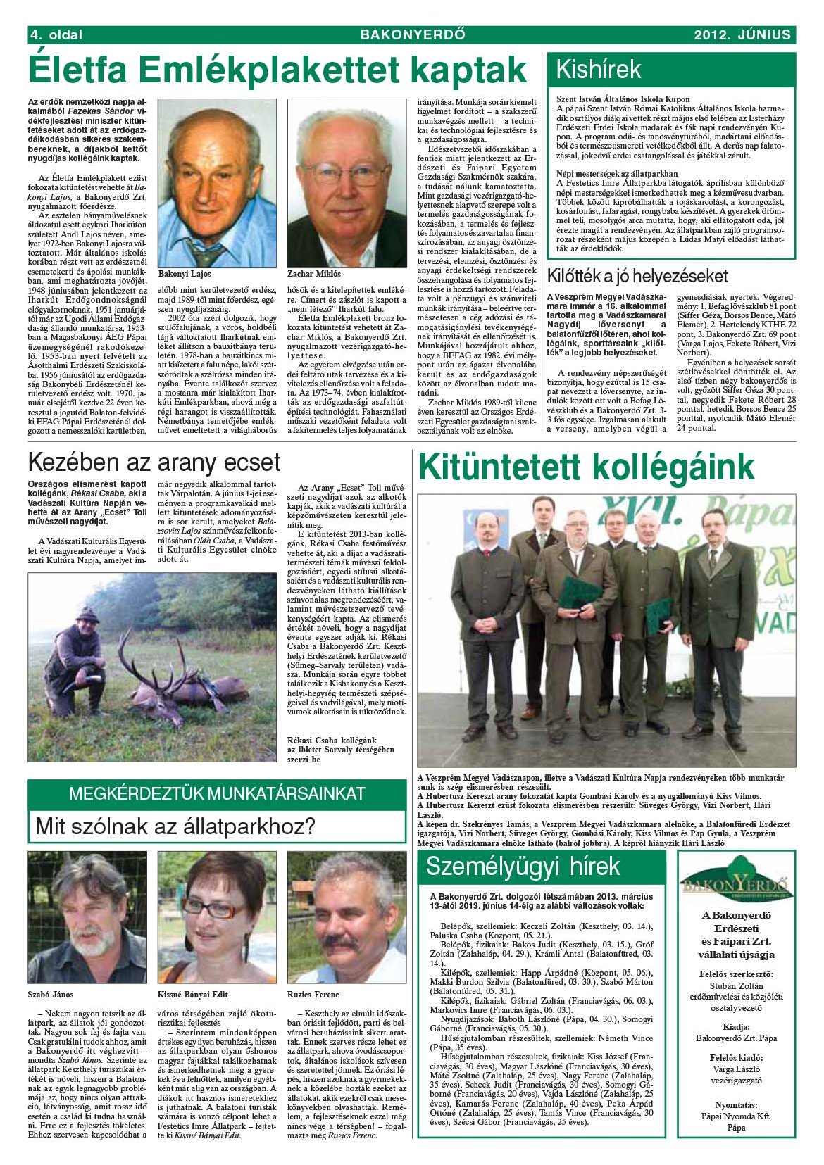 Vállalati újság 2013. június - XXXIX. évfolyam, 2. szám 4. oldal