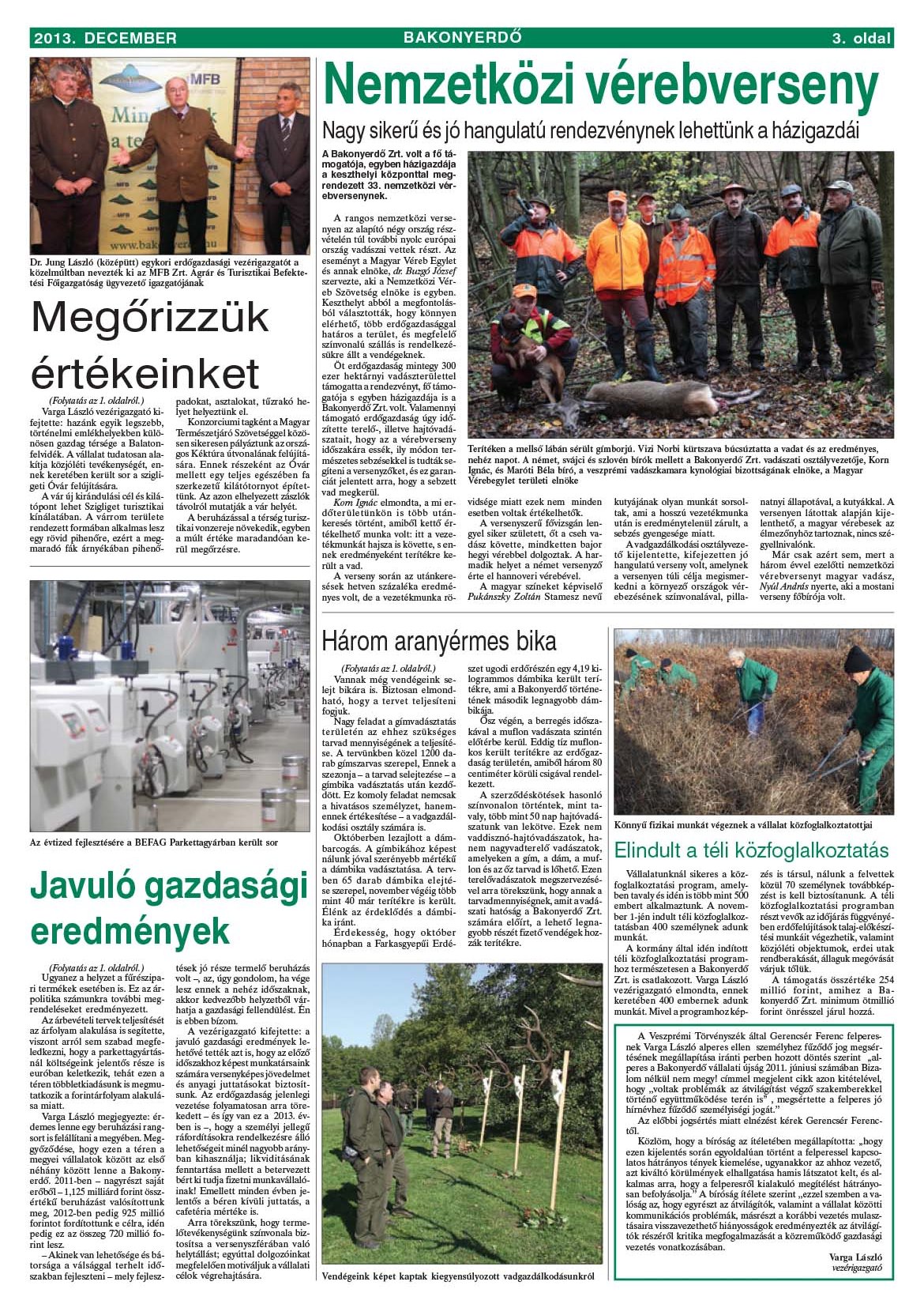 Vállalati újság 2013. december - XXXIX. évfolyam, 4. szám 3. oldal