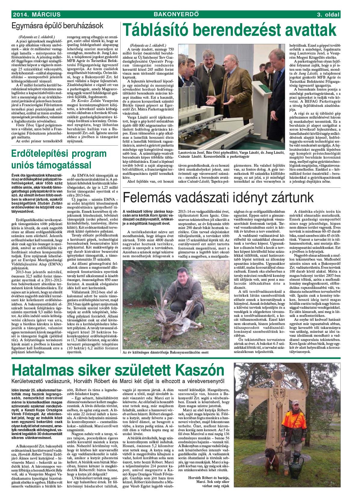 Vállalati újság 2014. március - XL. évfolyam, 1. szám 3. oldal