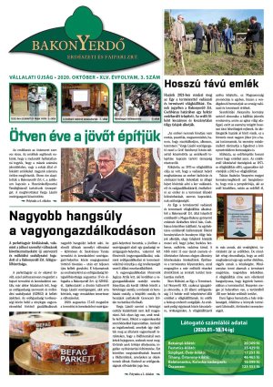 Vállalati újság 2020. október - XLV. évfolyam, 3. szám 1. oldal