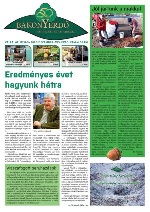 Vállalati újság 2020. december - XLV. évfolyam, 4. szám 1. oldal